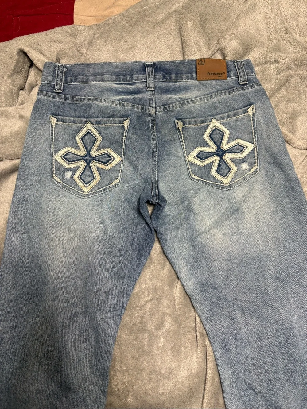 Flypaper Men's Slim Straight Light Blue Distressed Jeans
